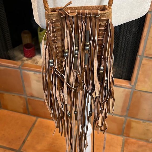 Free People Handbags - Free People Leather Fringe/metal beaded Braided Strap Crossbody Bag!